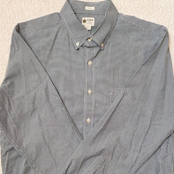 J. Crew Men’s Dark Green/White Check Button-Down